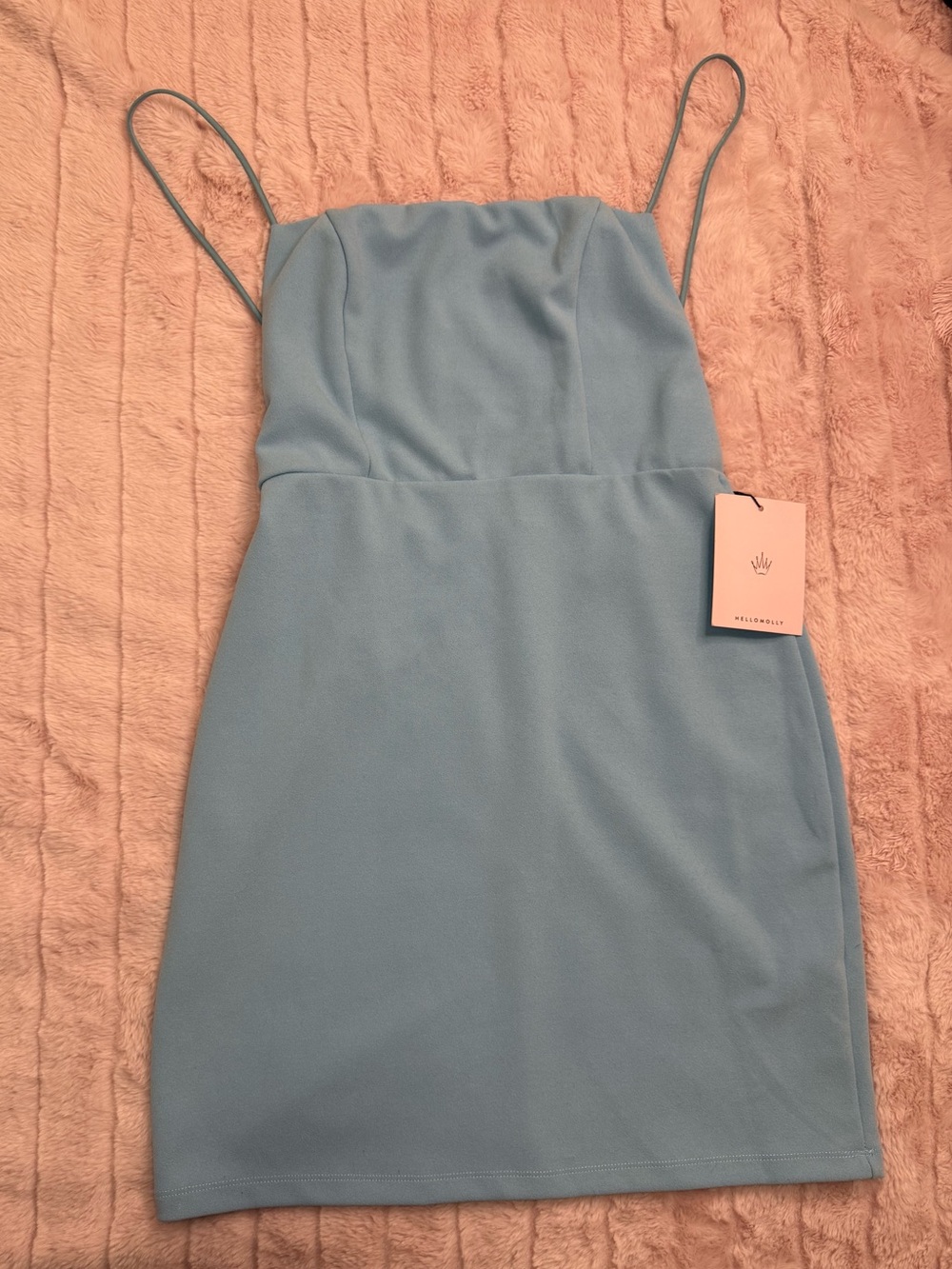 Hello Molly - NWT Baby Blue Spaghetti Strap Backless Mini Dress - Size 8
